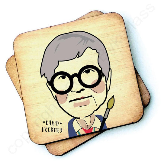 David Hockney - Character Wooden Coaster by Wotmalike