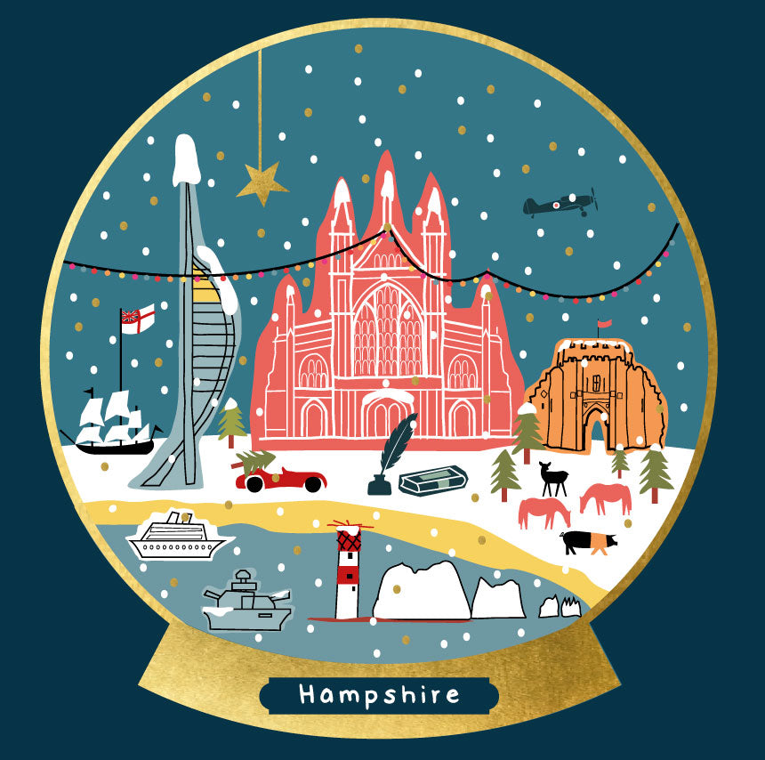 Hampshire Snow Globe Christmas Card --- FX145