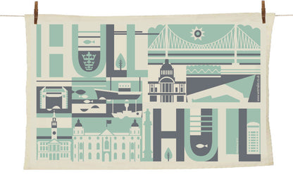 Hull City Scape Tea Towel by Wotmalike