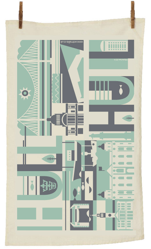 Hull City Scape Tea Towel by Wotmalike