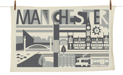 City Scape Manchester City Tea Towel by Wotmalike