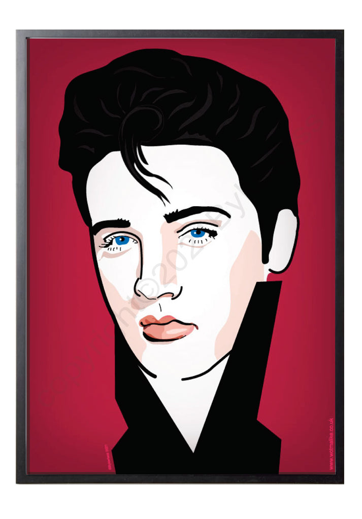 Elvis Character Print A4 by Wotmalike