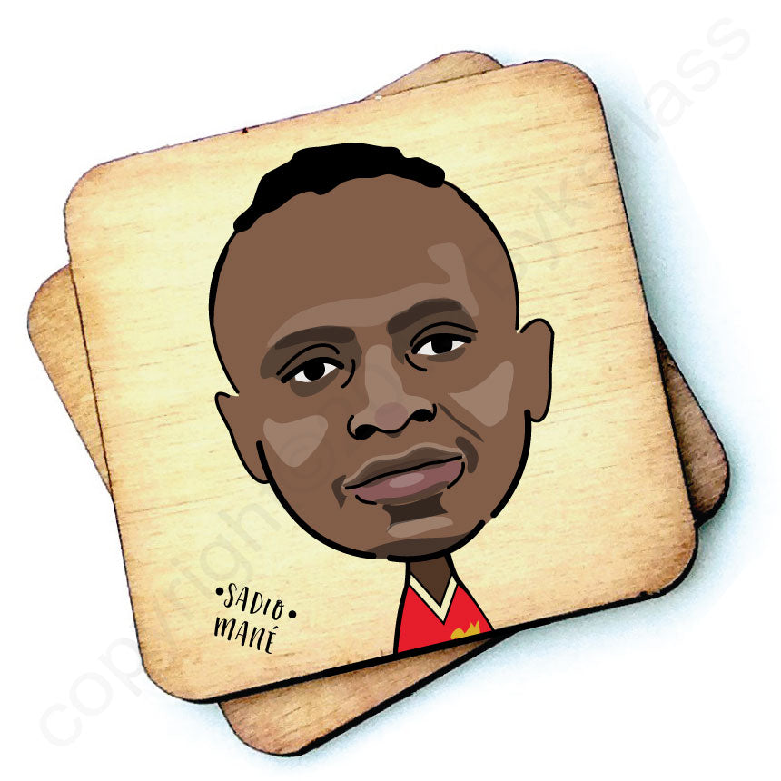 Sadio Mané Rustic Character Wooden Coaster by Wotmalike