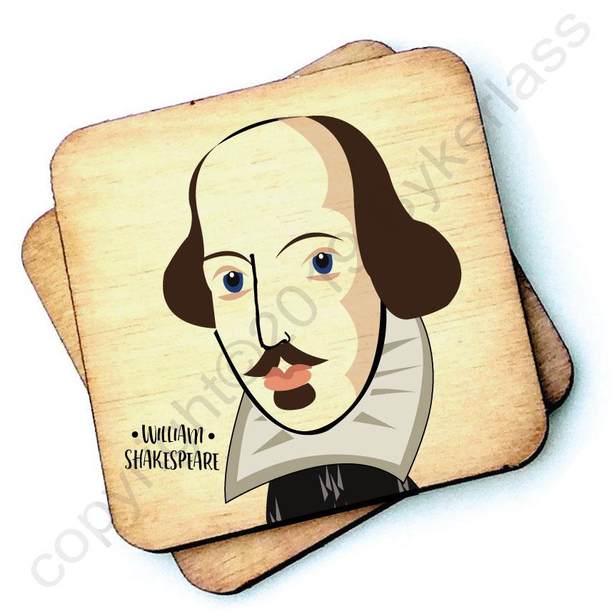 William Shakespeare - Character Wooden Coaster by Wotmalike