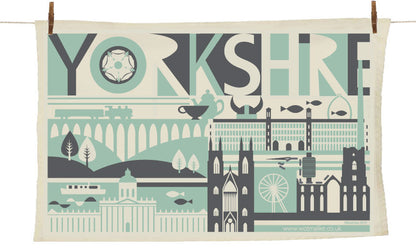 Yorkshire Scape Yorkshire Tea Towel by Wotmalike
