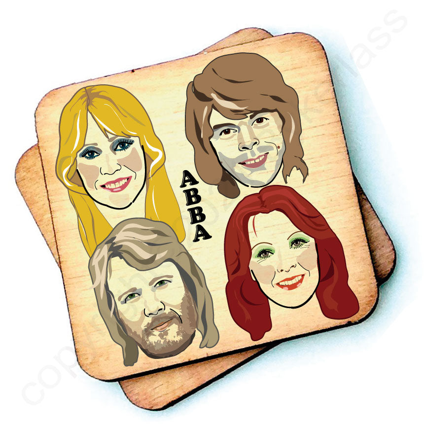 ABBA Character Wooden Coaster by Wotmalike