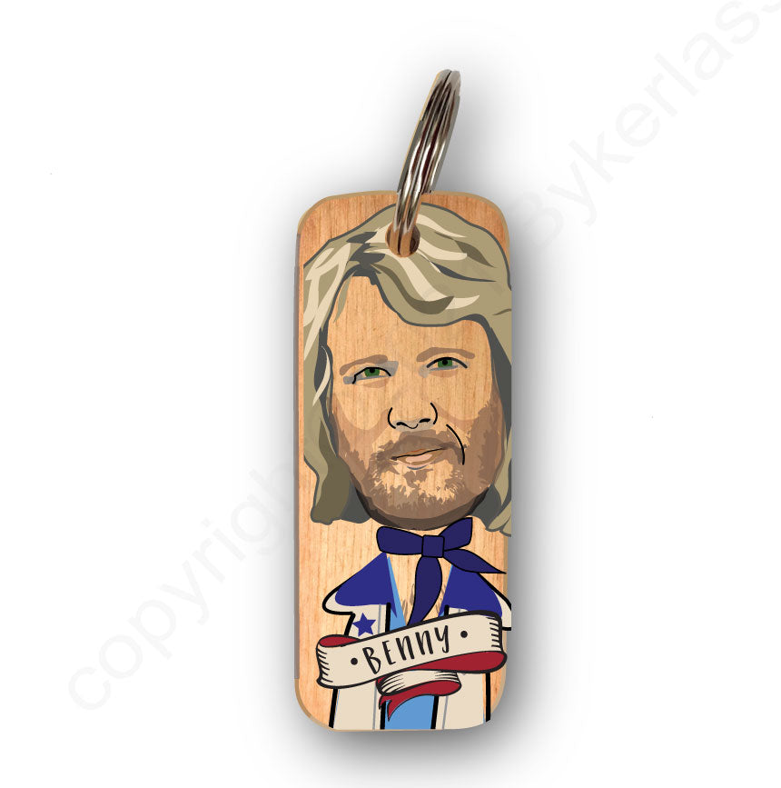 ABBA Benny Character Wooden Keyring by Wotmalike
