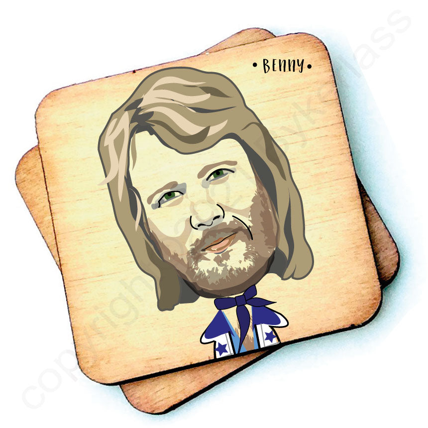 ABBA - Benny Character Wooden Coaster by Wotmalike