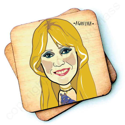 ABBA - Agnetha Character Wooden Coaster by Wotmalike