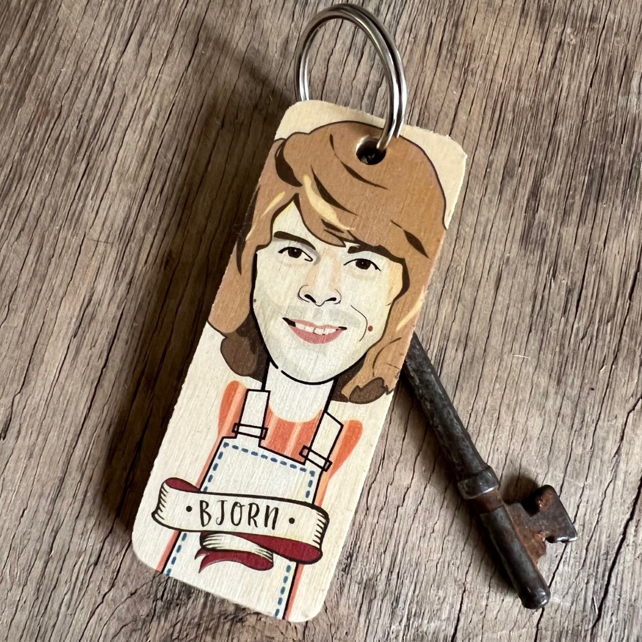 ABBA Bjorn Character Wooden Keyring by wotmalike