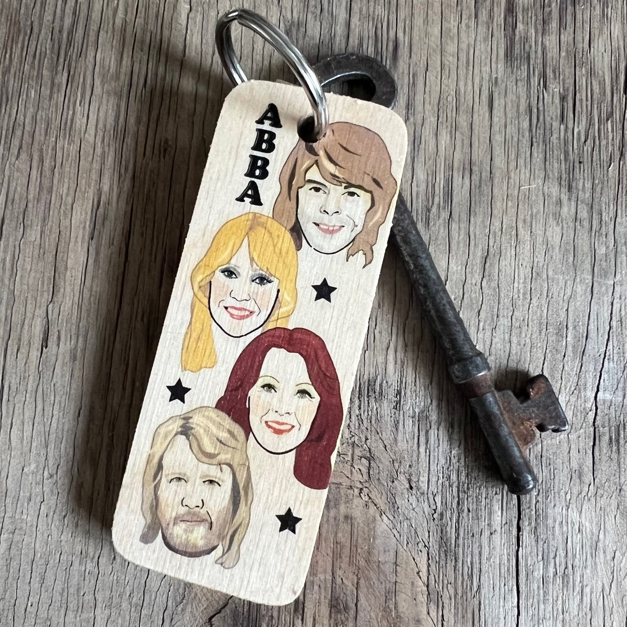 ABBA Character Wooden Keyring – Wot Ma Like