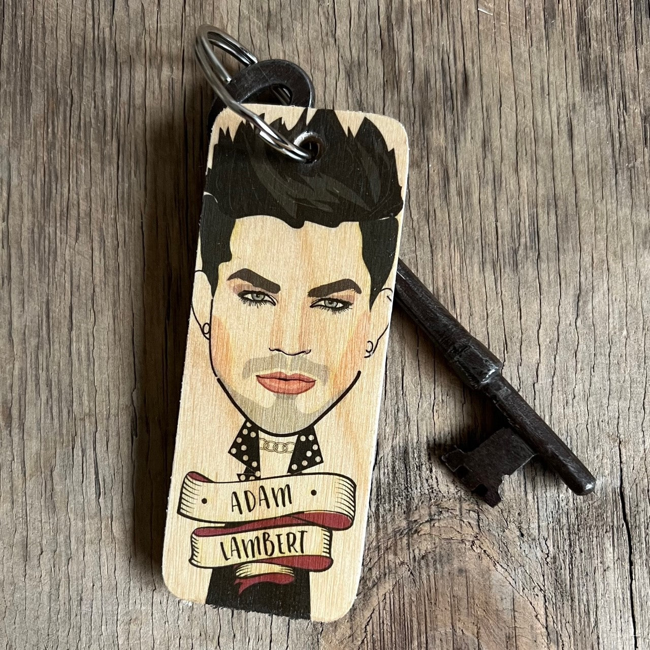 Adam Lambert Character Wooden Keyring by Wotmalike