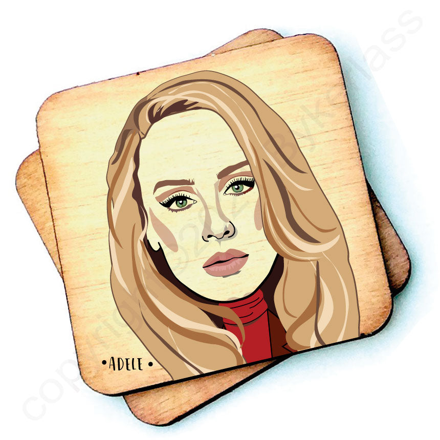 Adele Character Wooden Coaster  by Wotmalike
