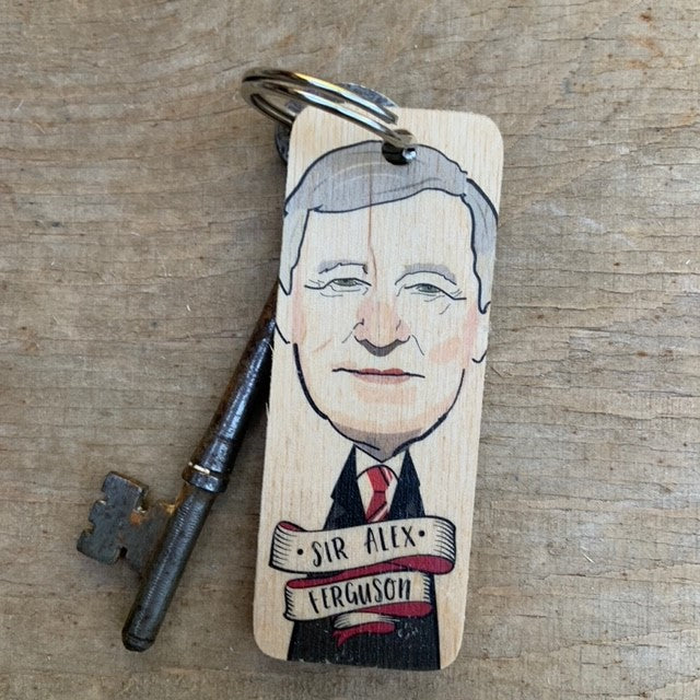 Sir Alex Ferguson Character Wooden Keyring