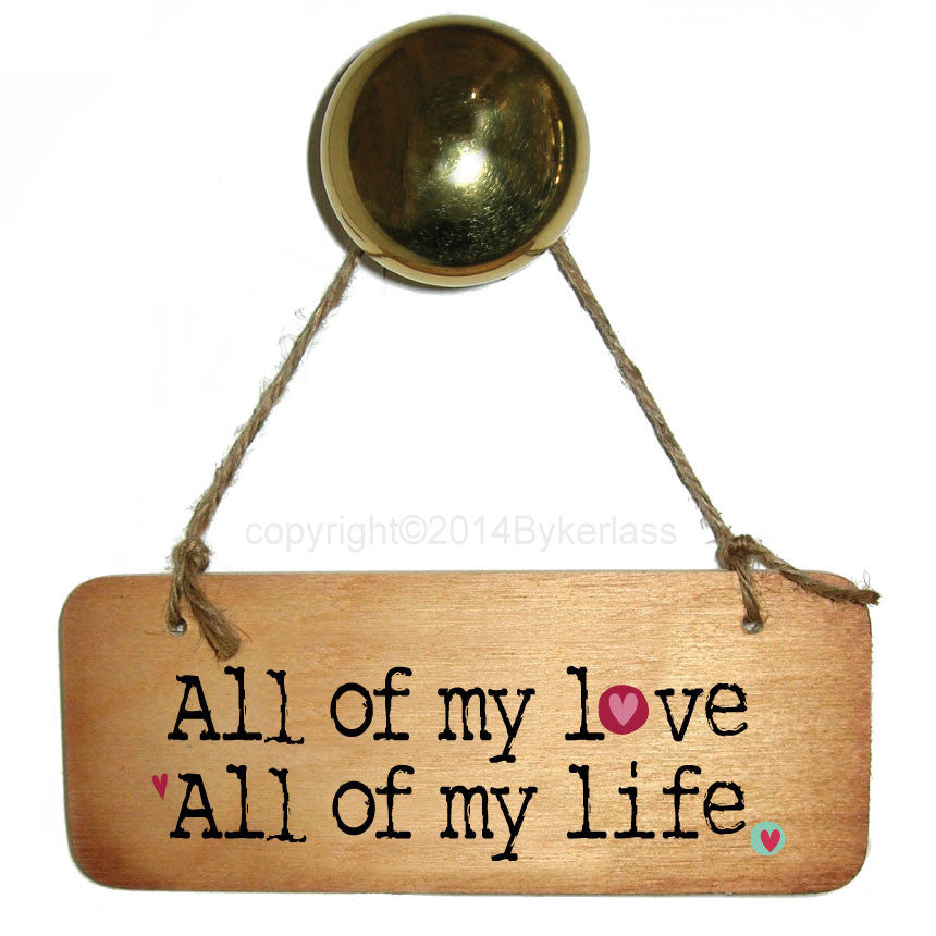 All of my Love, All of my life - Valentines Wooden Sign 