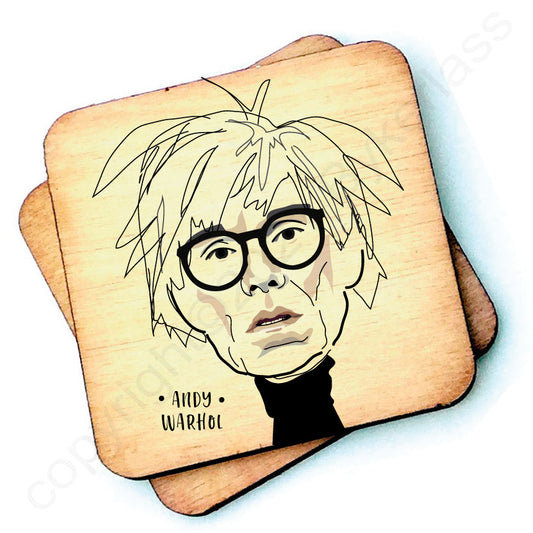 Andy Warhol Character Wooden Coaster by Wotmalike