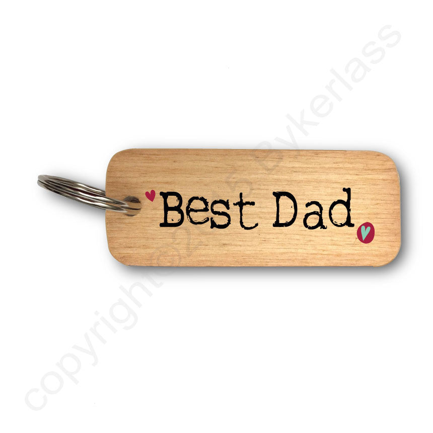 Best Dad Rustic Wooden Keyring 