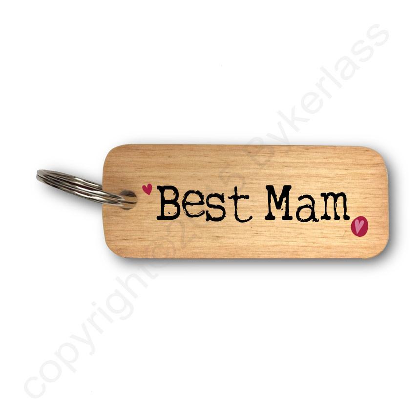 Best Mam Rustic Wooden Keyring by Wotmalike