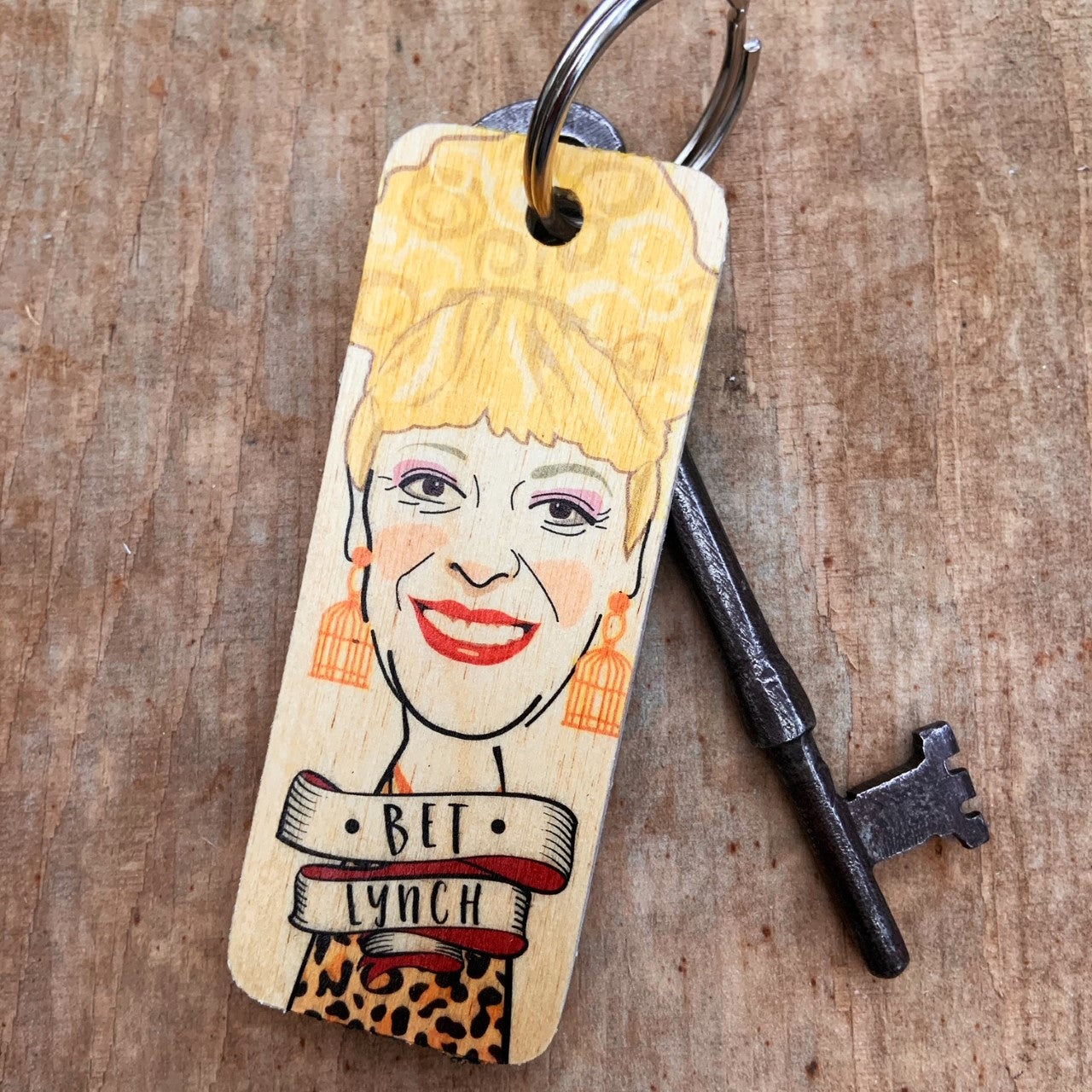 Bet Lynch Character Wooden Keyring by Wotmalike