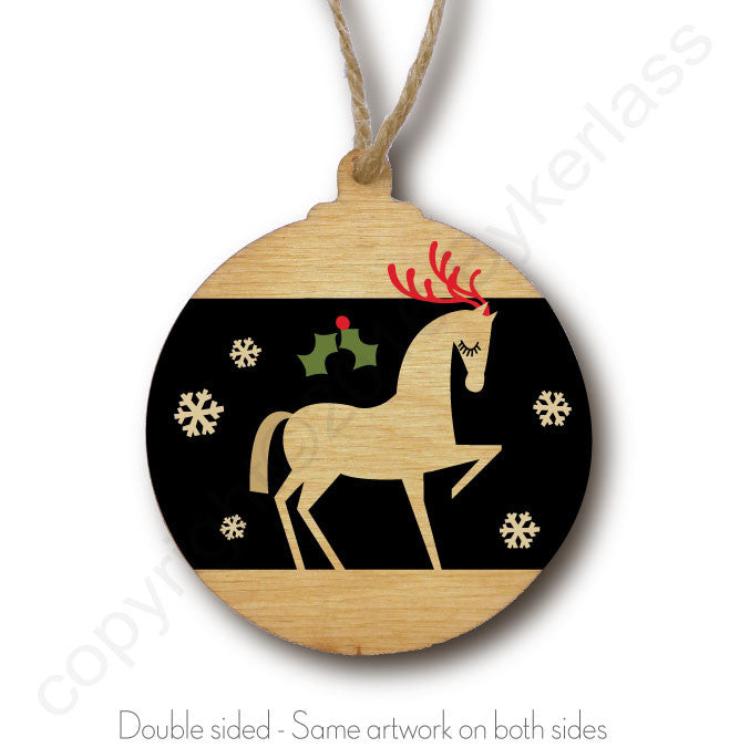 Gorgeous Horse Rustic Wooden Christmas Bauble  - DOUBLE SIDED  RWB1