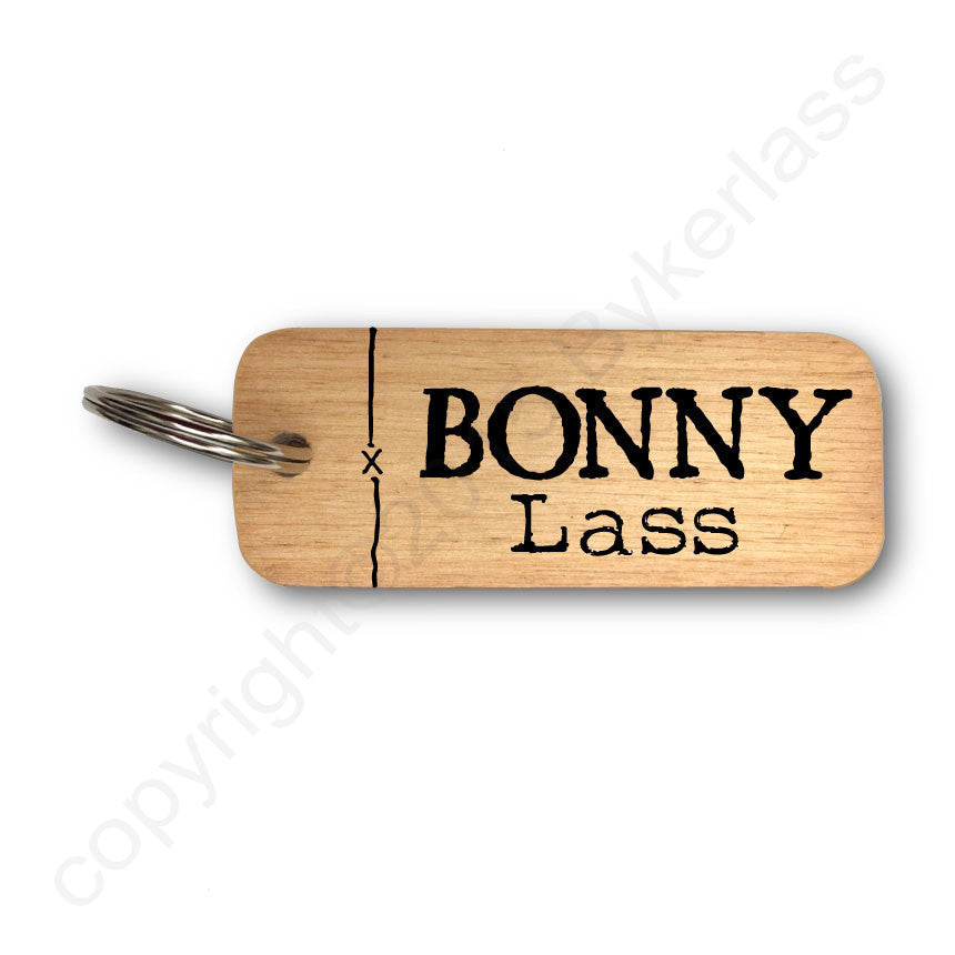 Bonny Lass Rustic Geordie Wooden Keyring