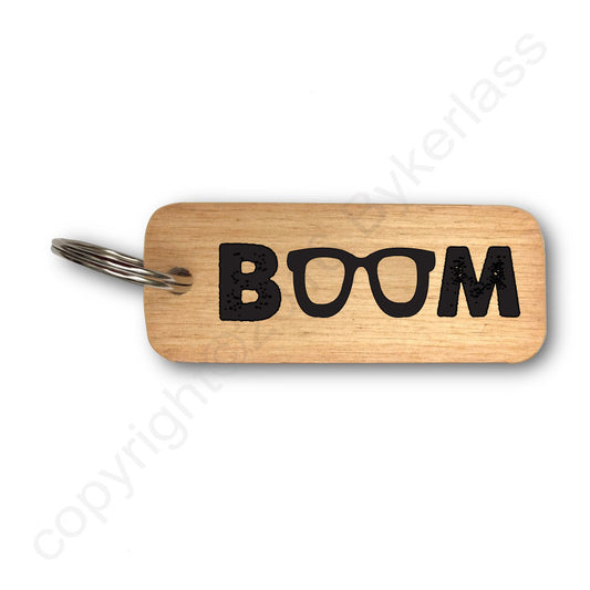 Boom Rustic Wooden Keyring by Wotmalike