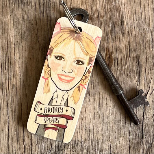 Britney Spears Character Wooden Keyring