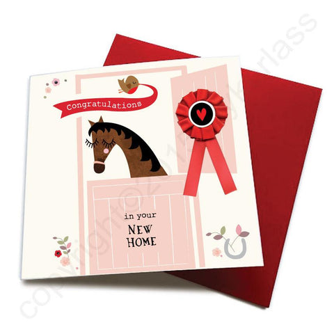 New Home - Horse Greeting Card (with satin ribbon rosette)  CHDC17