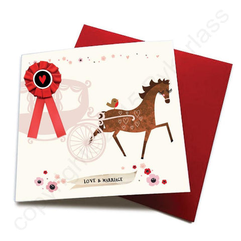 Love and Marriage - Horse Greeting Card (with satin ribbon rosette)  CHDC19
