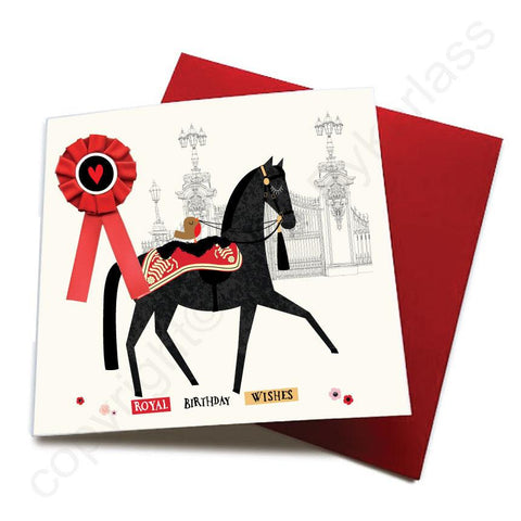 Royal Birthday Wishes - Horse Greeting Card (with satin ribbon rosette)  CHDC24