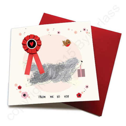 From Me To You  - Dog Greeting Card (with satin ribbon rosette)  CHDC51