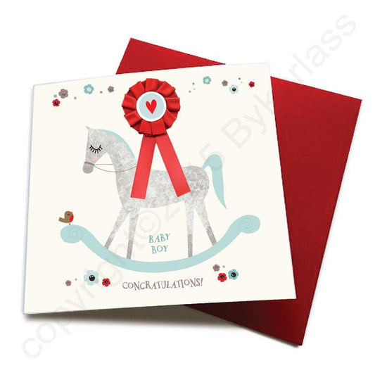 Baby Boy - Horse Baby Birth Card