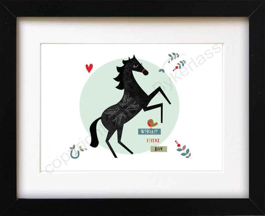 Whoa There Boy Horse Mounted Print (CHDP3)