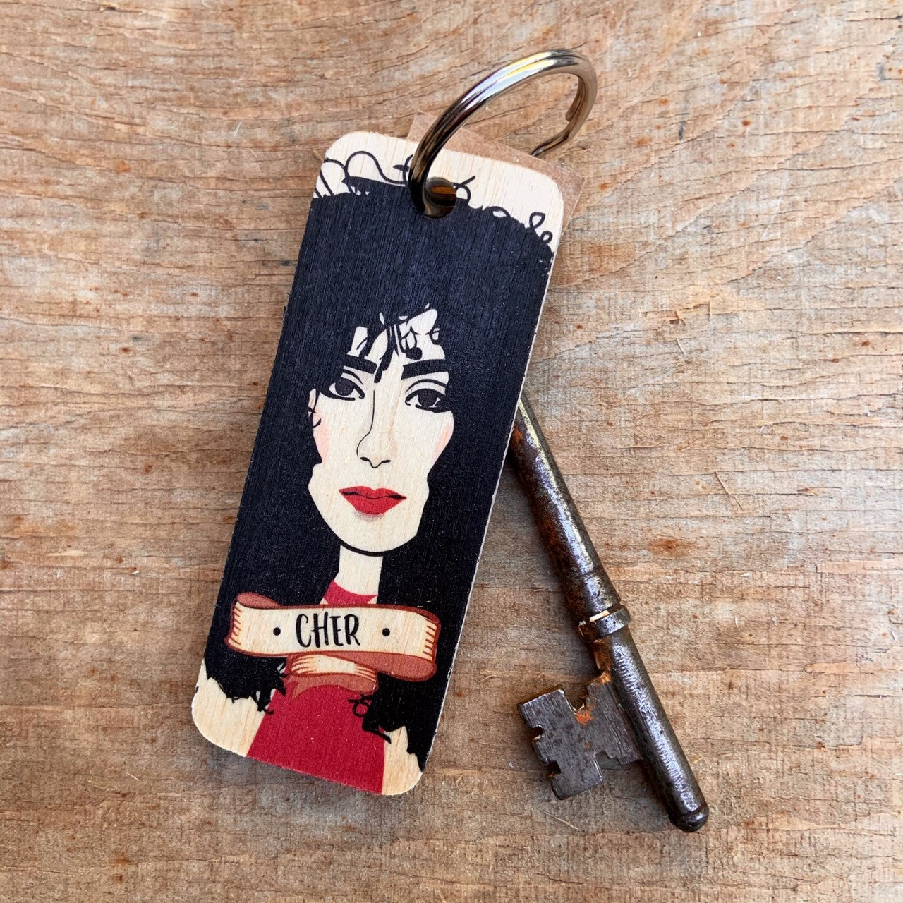 Cher Character Wooden Keyring by Wotmalike