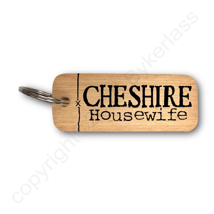 Cheshire Housewife North West Rustic Wooden Keyring