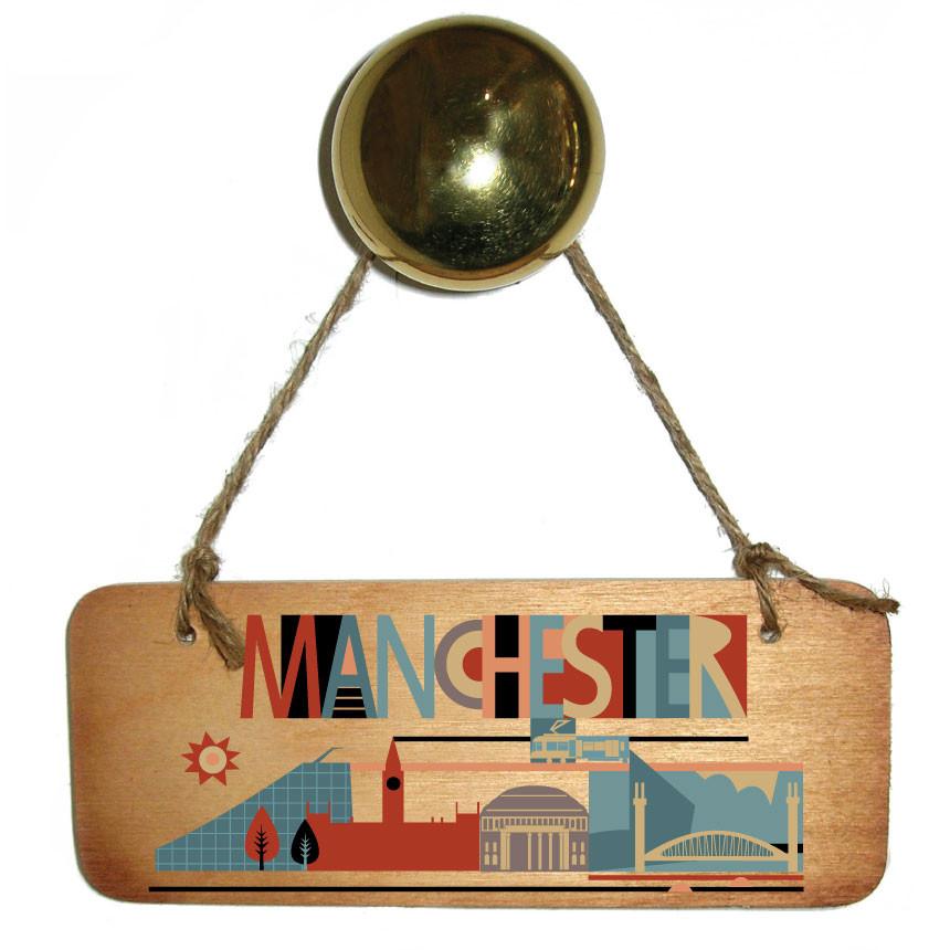 City Scape Manchester Wooden Sign by Wotmalike