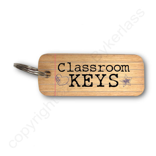 Classroom Keys Gifts for Teacher Rustic Wooden Keyring - RWKR1