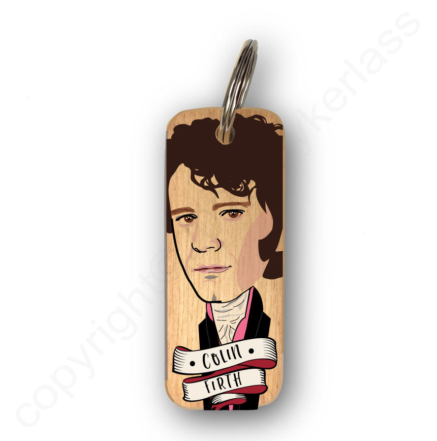 Colin Firth (as Mr Darcy) Character Wooden Keyring by Wotmalike