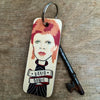 David Bowie Character Wooden Keyring by Wotmalike