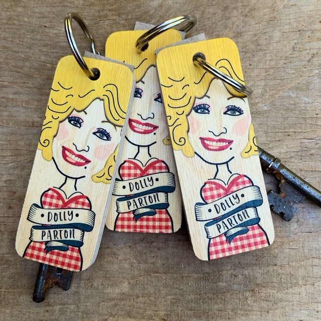 Dolly Parton Character Wooden Keyring - RWKR1
