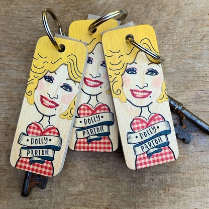Dolly Parton Character Wooden Keyring - RWKR1