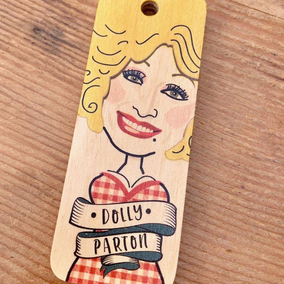Dolly Parton Character Wooden Keyring by Wotmalike