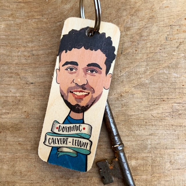 Dominic Calvert Lewin Character Wooden Keyring by Wotmalike