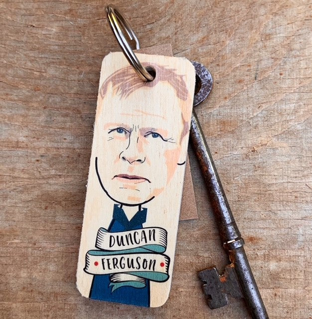 Duncan Ferguson Character Wooden Keyring by WOtmalike