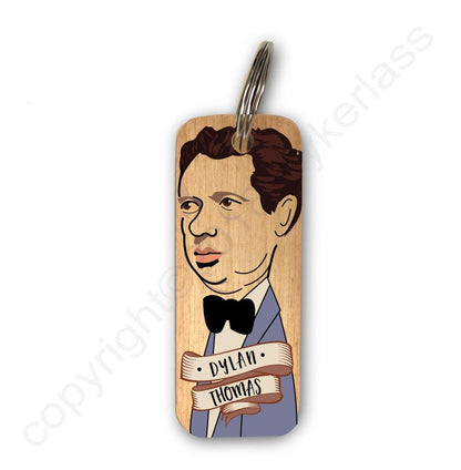 Dylan Thomas Character Wooden Keyring by Wotmalike