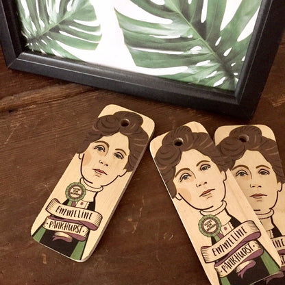Emmeline Pankhurst Wooden Keyring by Wotmalike