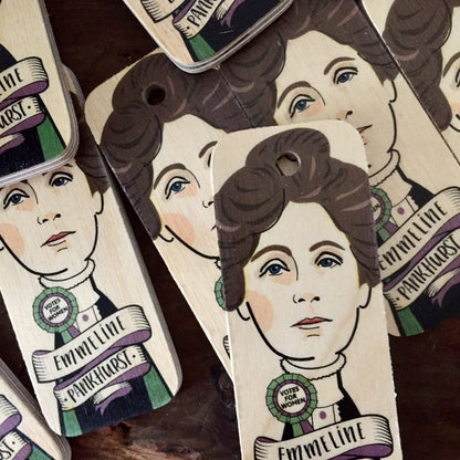 Emmeline Pankhurst Wooden Keyring by Wotmalike