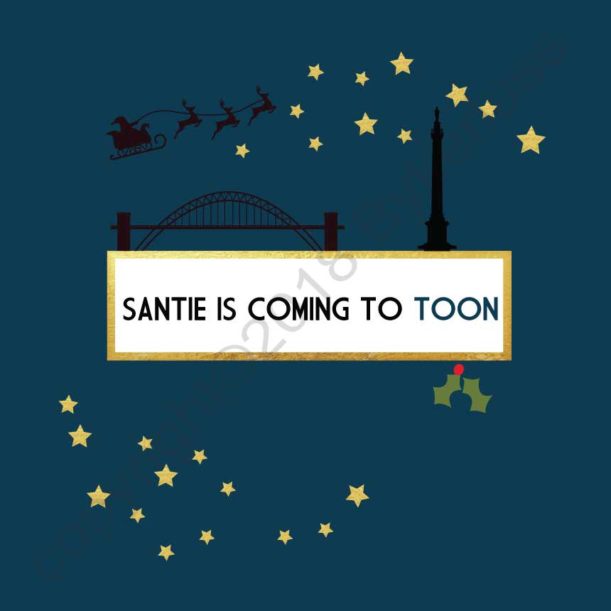 Santie is Coming to Toon Christmas Card by Wotmalike