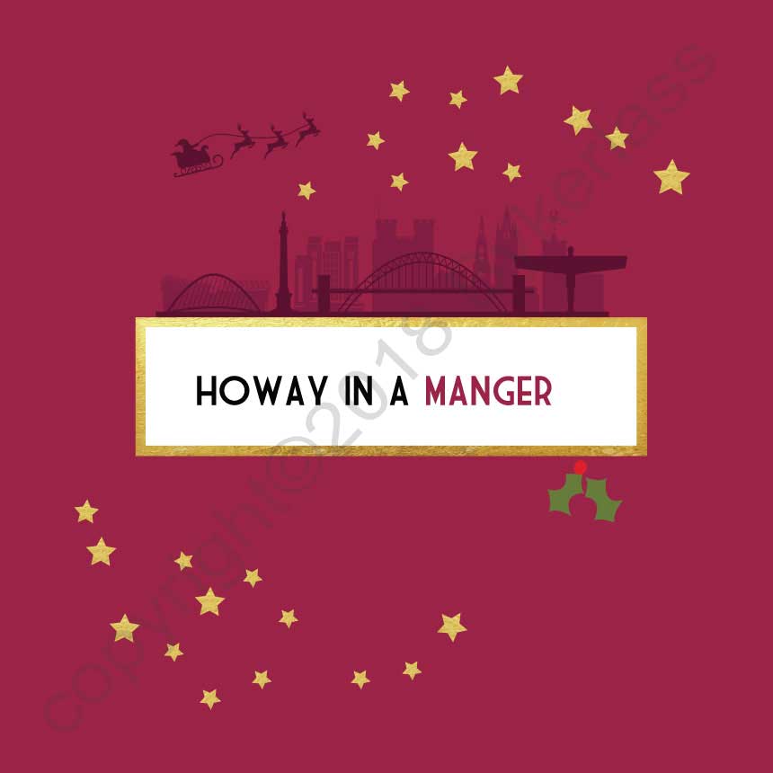 Howay in a Manger Christmas Geordie Card by Wotmalike