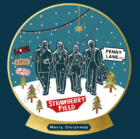 The Beatles Snow Globe Christmas Card --- FX126